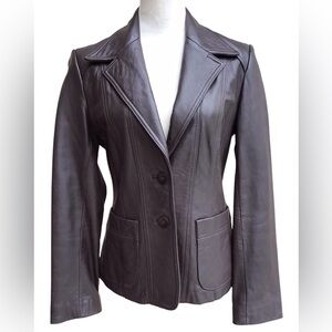 Anonymous John Carlisle Brown Leather Blazer Jacket Size Medium